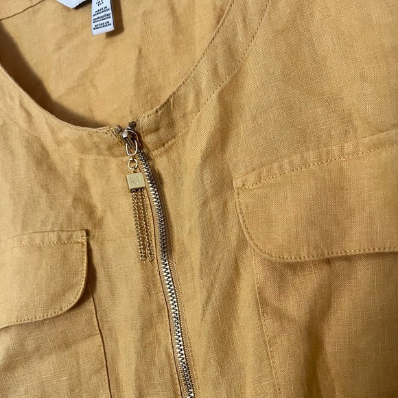 Ellen Tracy | yellow linen blouse - L - Picture 5 of 8